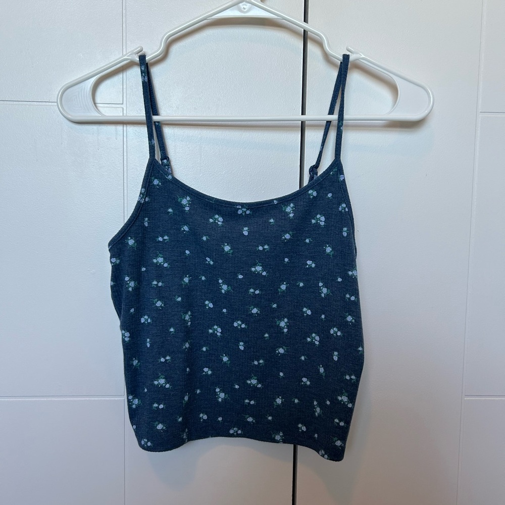 Women's Blue Floral Spaghetti Strap Top